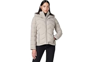 Calvin Klein womens Stretch Fabric Puffer Jacket With Hood – Warm Quilted Zip Front CoatParka