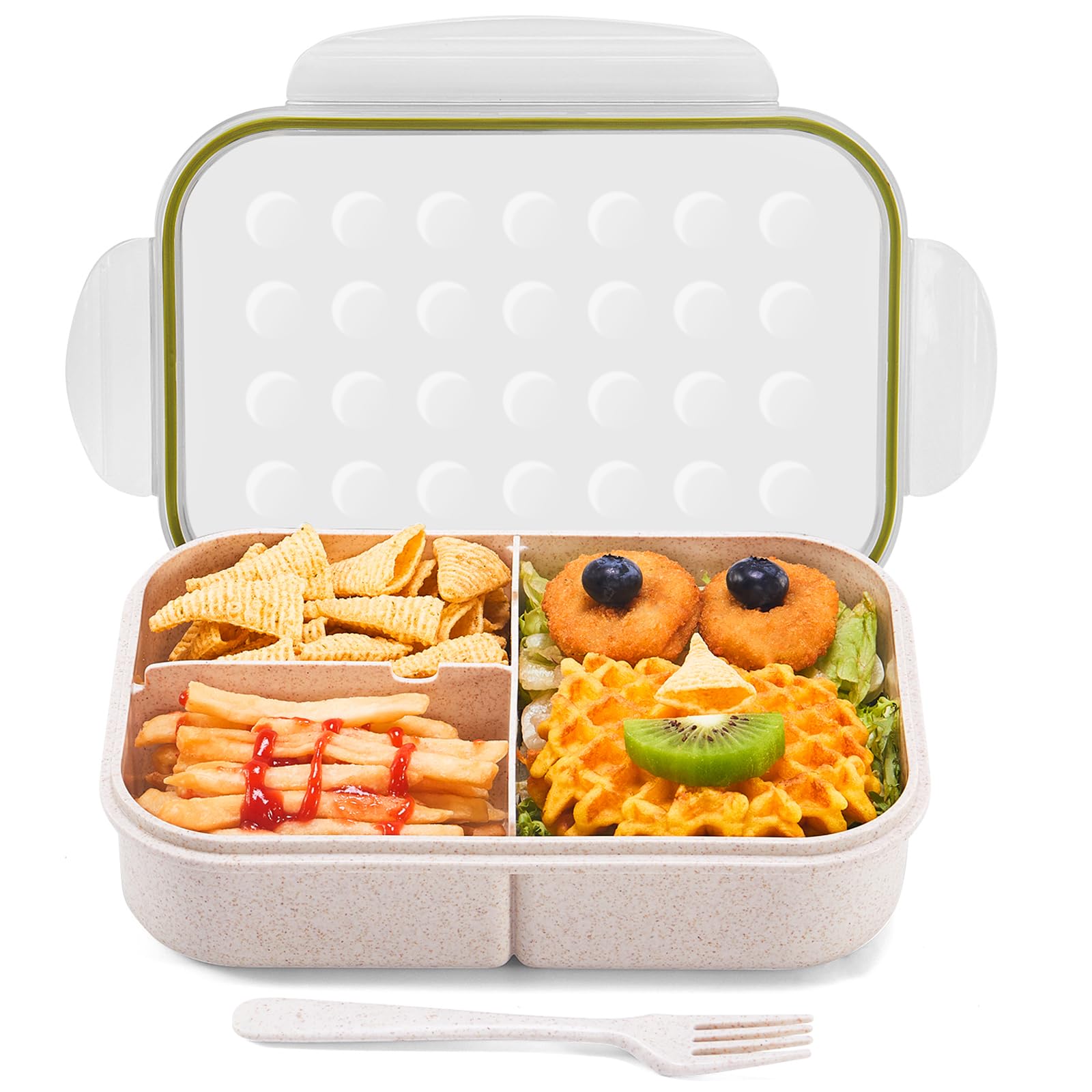 Photo 1 of MISS BIG Bento Box for Kids,Leak Proof,Mom’s Choice Kids Lunch Box, No BPAs and No Chemical Dyes,Microwave and Dishwasher Safe Lunch Containers(White)