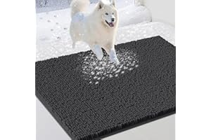 IM HOME Dog Door Mats for Muddy Paws, 36" X 24" Chenille Absorbent Doormat, Non Slip Heavy Dog Rugs for Muddy Paws, Soft Indoor Door Mat for Entryway, Mud Paw, Inside Floor, Dark Grey