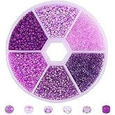 1 Box 3900pcs Mixed Color 2mm Glass Seed Beads-Small Round Spacer Loose Czech Beads for Jewelry Making Embroidery Accessories, (Purple)