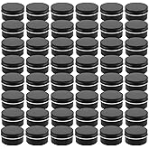Foraineam 48 Pack 1 oz. Aluminum Round Lip Balm Tin Containers with Screw Lid - Metal Storage Travel Tins Matte Black Empty T