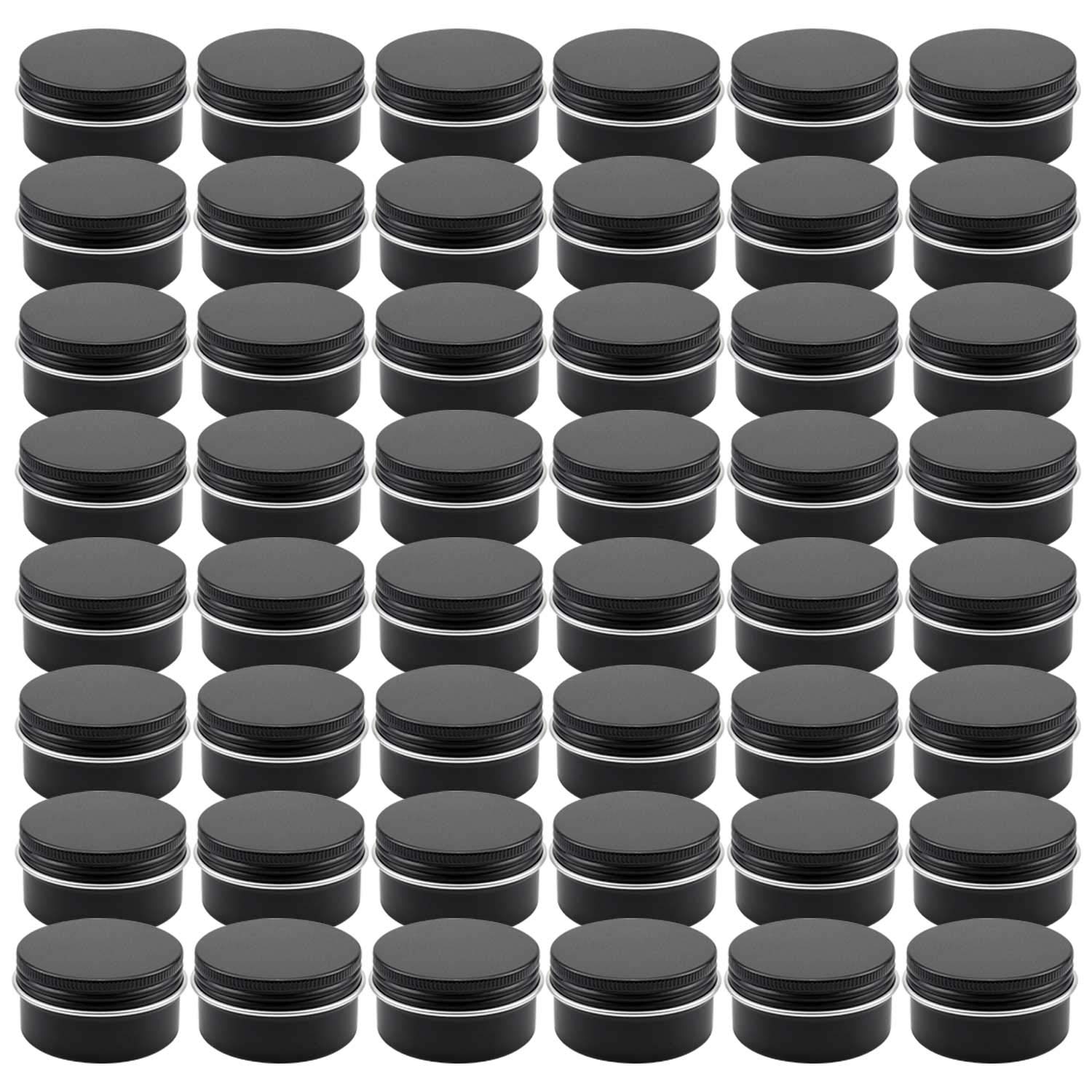 Photo 1 of Foraineam 48 Pack 1 oz. Aluminum Round Lip Balm Tin Containers with Screw Lid - Metal Storage Travel Tins Matte Black Empty Tin Jars