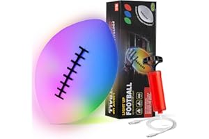 Toysery Light Up Football - Glow in The Dark LED Ball - Football for Night Sports - Fun Boy Toys for Beach and Backyard - Outdoor Sports Birthday Gifts for Boys Ages 3 and Above (White)