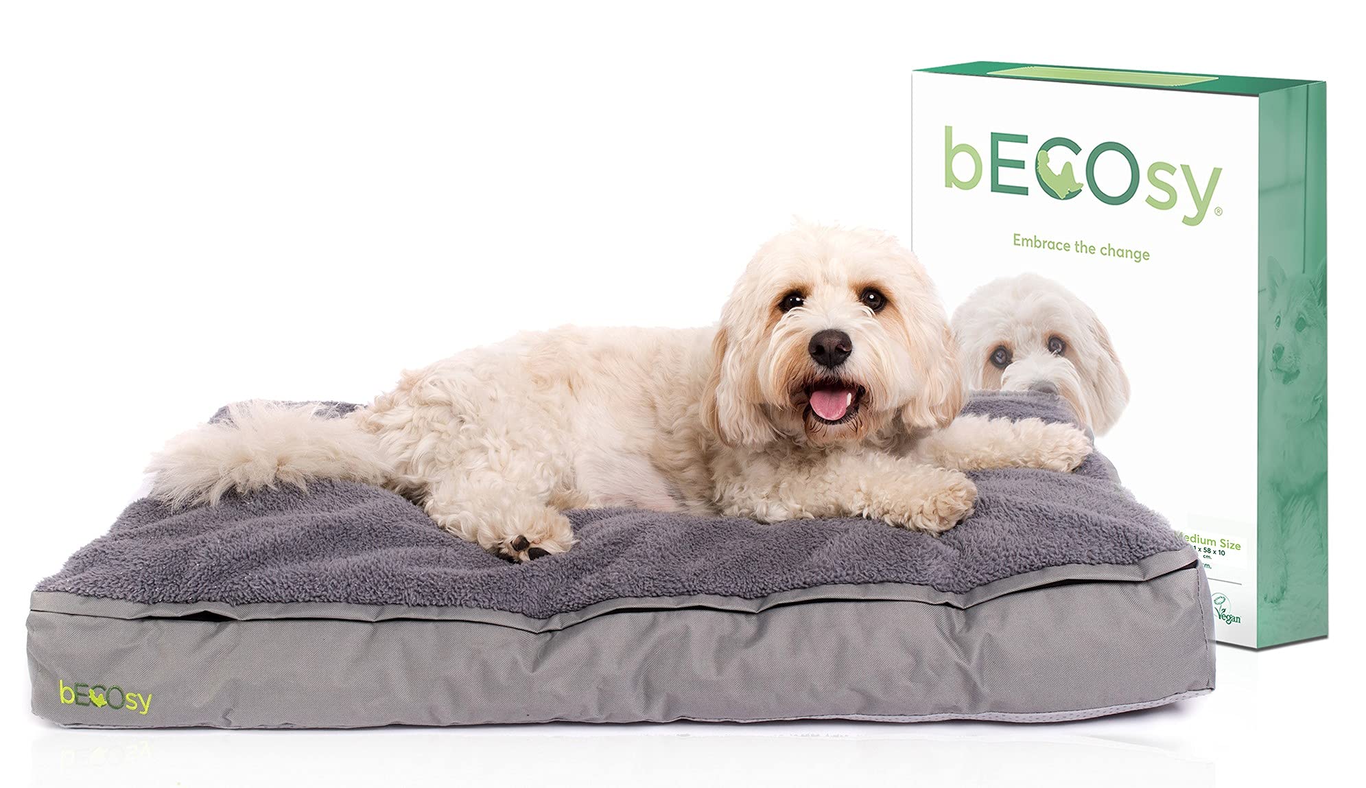 bECOsy® 100% Natural Latex | Waterproof & Machine Washable | Luxury Orthopaedic Cat Dog Bed | Grey Durable Soft & Cosy | Vegan (Medium - 36 inch 91x58x10cm)
