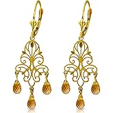 3.75 Carat 14k Solid Gold Chandelier Earrings Natural Citrine