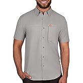 The American Outdoorsman Mens Gradient Stripe Short Sleeve Guide Shirt - Quick-Dry Sun Protection Fishing Shirt for Men