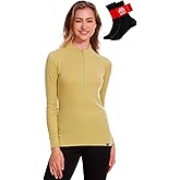 MERINNOVATION Merino Wool Base Layer for Womens - Wool Half Zip Sweater Long Sleeve Midweight Quarter Zip Women Shirt
