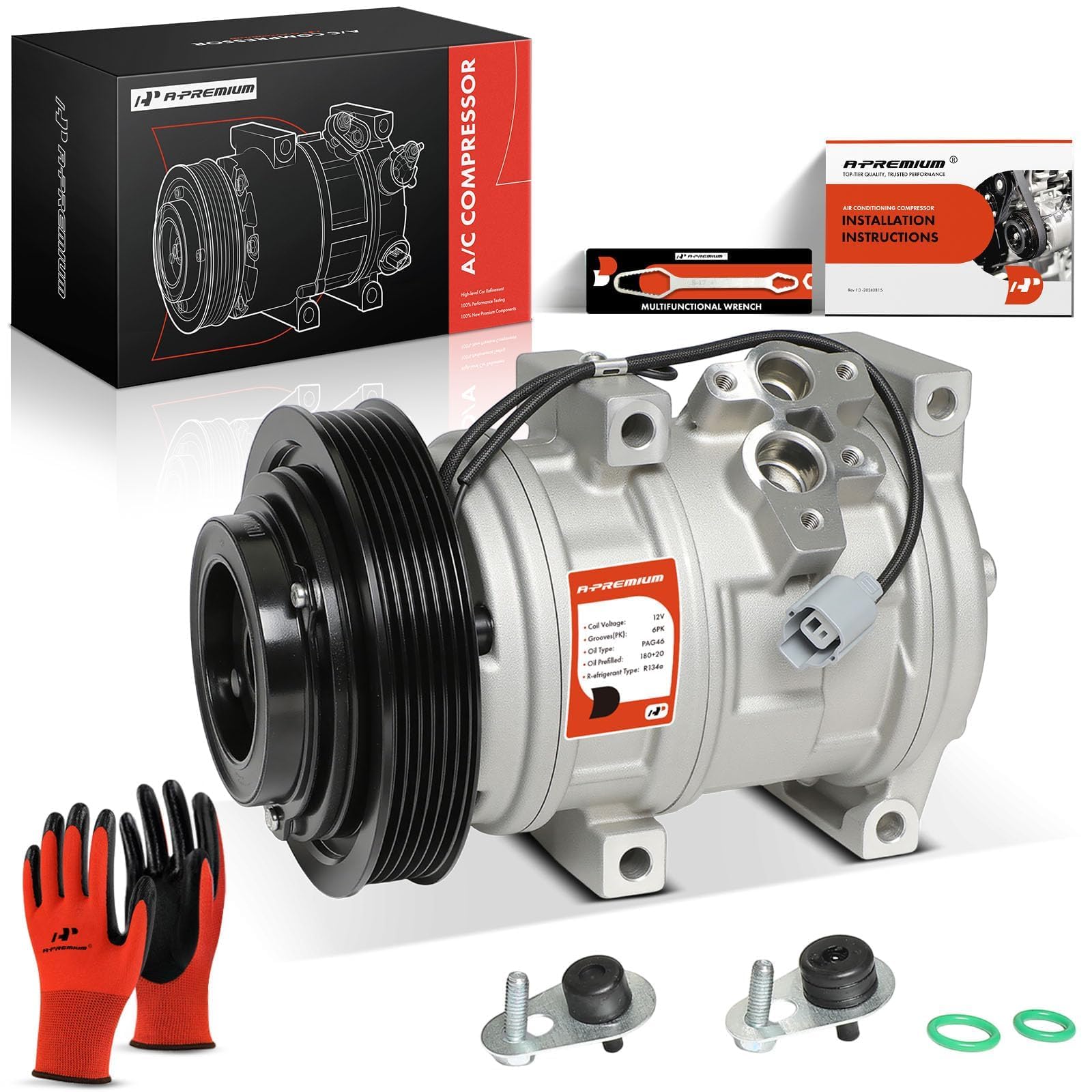 Photo 1 of A-Premium A/C Compressor with Clutch Compatible with Honda Accord 2003-2007 3.0L, Pilot 2005-2008 3.5L, Odyssey 2005-2007 3.5L, Ridgeline 2006-2008 3.5L & Acura MDX 2003-2006 3.5L, TL 2004-2008