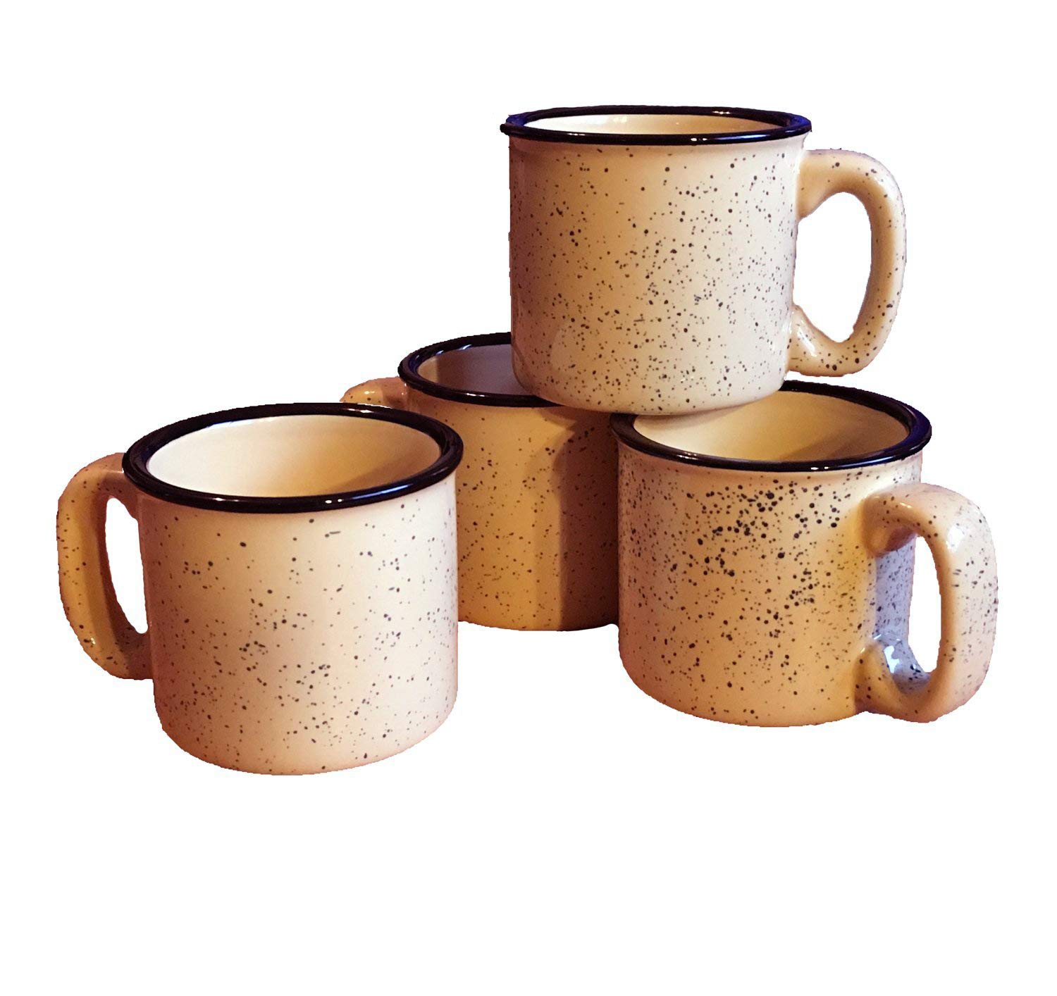 Marble Creek Ceramic Campfire Coffee Cup Mug, 15oz - Set of 4 (Sand)