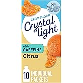 Crystal Light Drink Mix with Caffeine, 10 Packets Citrus, 0.9 oz | for Convenient On-the-Go Flavorful Hydration Zero Sugar 60mg Caffeine per serving