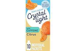 Crystal Light Citrus Naturally Flavored Powdered Drink Mix with Caffeine, 10 ct On-the-Go-Packets