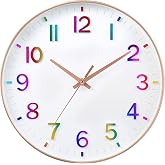 HZDHCLH 12 Inch Silent Wall Clock Battery Operated Non Ticking Colorful | 12 inch Silent Non Ticking Modern Wall Clock for Nursery Room Living Room Bedroom Kitchen Office Classroom Decor