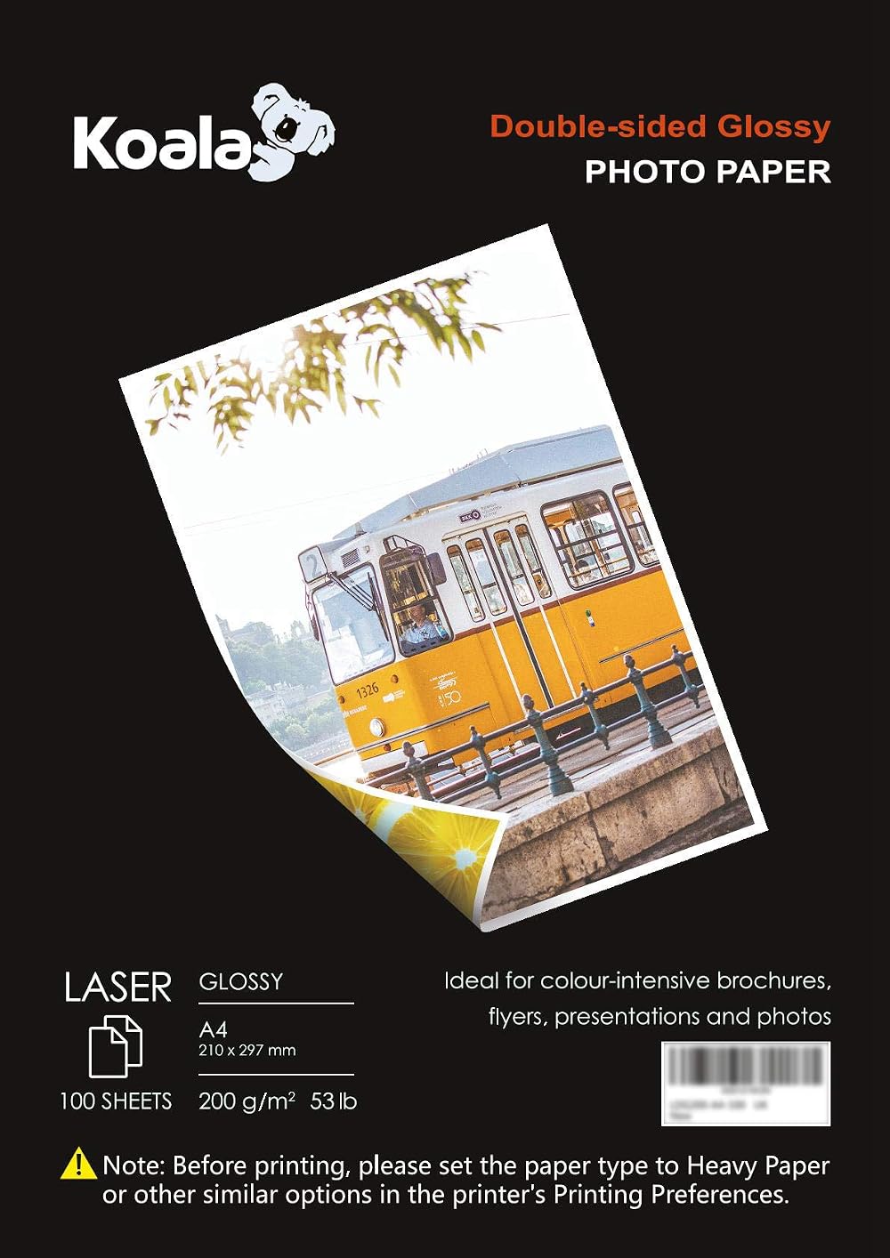 Koala Double Sided Glossy Laser Photo Paper A4 200gsm 100 Sheets