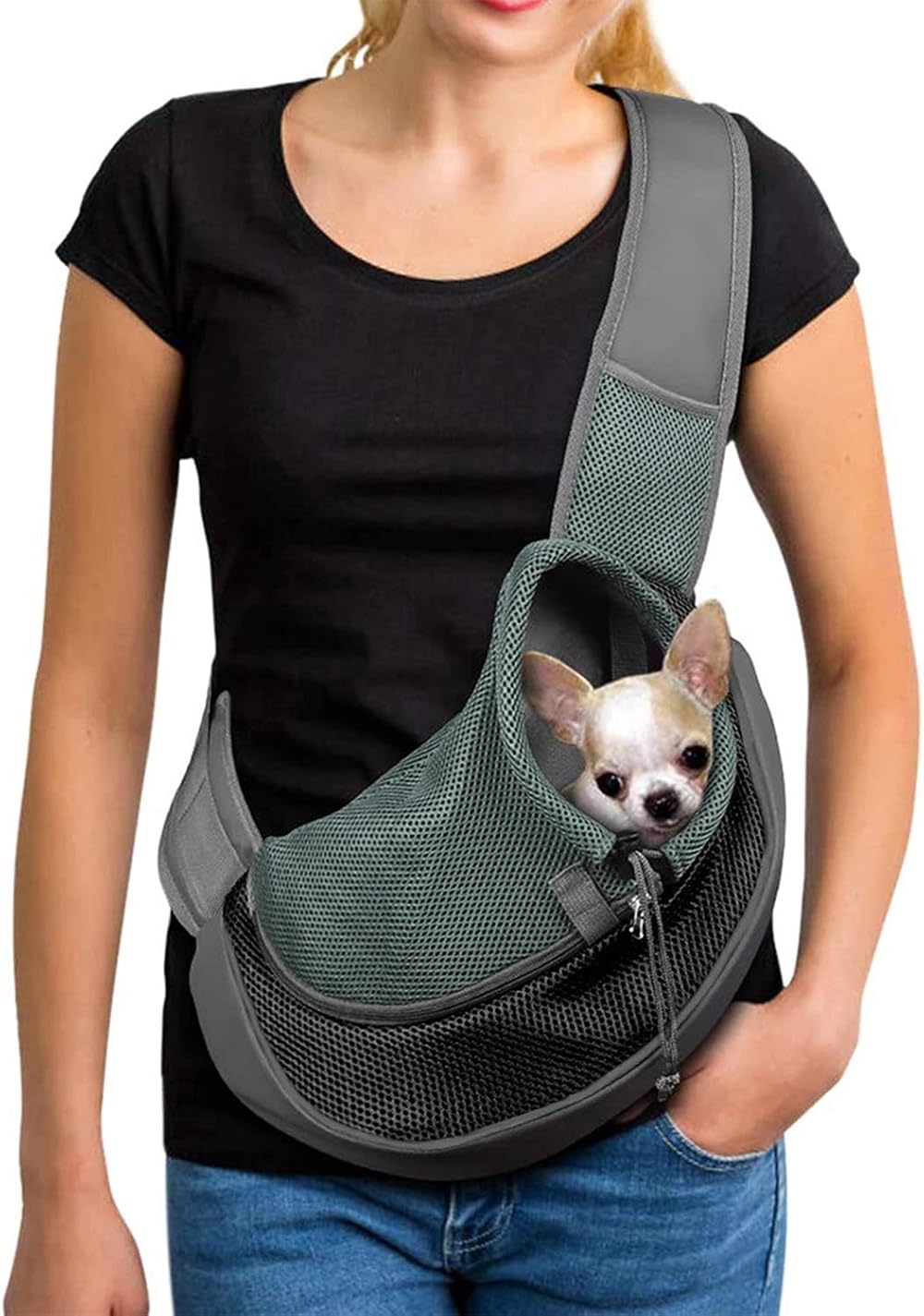LONTG Pet Sling Carrier Bag for Small Dogs Cats Adjustable Shoulder Strap