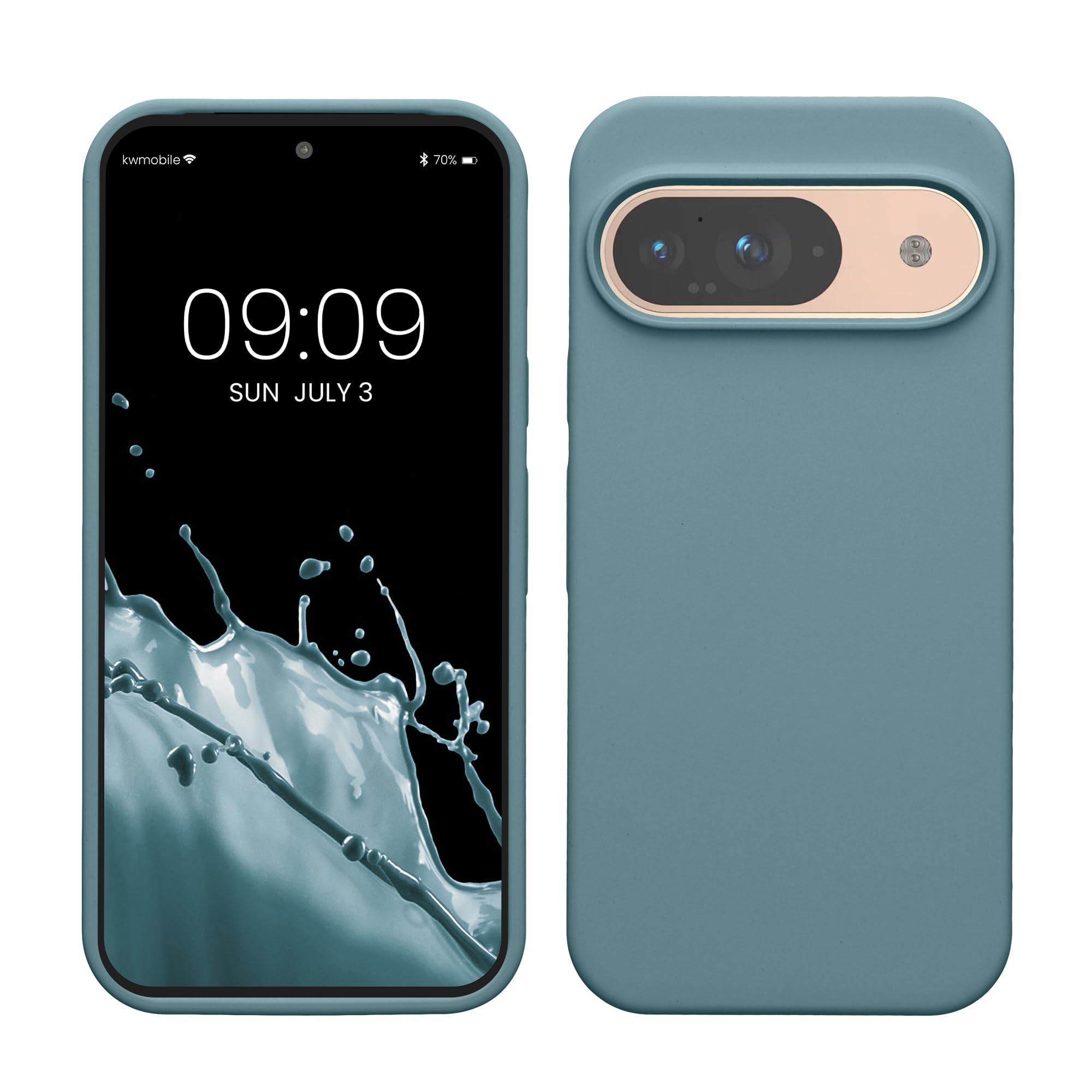 kwmobile Case Compatible with Google Pixel 9 Case - Soft Cover Compatible with Google Pixel 9 Pro Cover - Wireless Charging Antique Stone — image 1