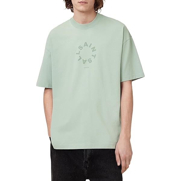 Allsaints Mens Tierra Short Sleeve Crew, Mineral Green, Small