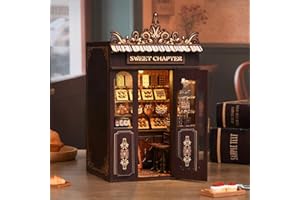 DIY Book Nook Kit, 3D Wooden Puzzle, Sweet Chapter Miniature House Bookshelf Decor with LED, Handmade Gift for Adults & Teens