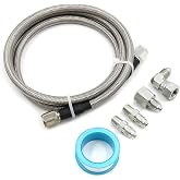 Pressure Stainless Remote Turbocharger Sensor Teflon 4 AN Gauge Line Kit | 36 inch Steel Braided Turbo Oil Feed Line -4AN