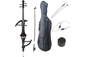 Cecilio CECO-4BK Ebony Electric Silent Metallic Black Cello in Style 4, Size 4/4 (Full Size)