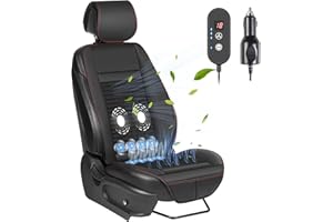 Paffenery 1Pcs Cooling Car Seat Cover Front Seat, 12V-24V Ventilated Cooling Car Seat Cushion, Cooled Seat Cover for Car SUV Truck Universal Fit, Fashion Black
