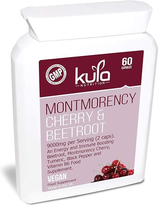 Montmorency Kirsche & Rote Beete Nahrungsergänzungsmittel - 60 Kapseln – Sauerkirsche & Rote Beete Extrakt mit Schwarzem Pfef