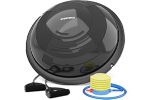 EVERYMILE Balance Ball Trainer with Resistance Bands & Pump Stability, 23.6 inch Yoga Exercise Ball for Home Gym Core Training Anti-Skid Surface