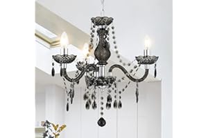 Luvkczc Mini Crystal Chandelier, 3-Light Gothic Small Acrylic Crystal Chandelier - Adjustable Chain&E12 Base - Crystal Pendant Lighting for Restaurant,Bar,Dining Room,Bathroom, Black