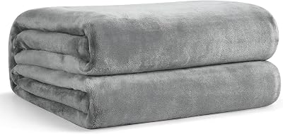 EHEYCIGA Fleece Blanket Twin 150x200cm Grey Soft Flannel Throw