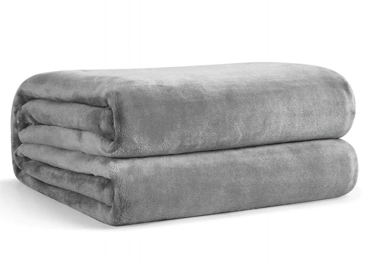 EHEYCIGA Fleece Blanket Grey Throws for Sofas Fluffy Warm Soft Blanket for Bed Settees Armchairs, Fit All Season, Double Size,150x200cm