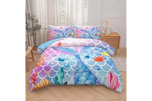 NINENINE Mermaid Comforter Sets,Twin Bedding Sets for Girls,Kids Comforter Sets for Girls,Girls Twin Bedding Princess Comforter Sets with 1 Comforter 1Pillowcase