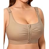 BRABIC Wireless Zip Front Closure Bras for Women No Underwire Full Coverage Comfort Everyday Post Surgery Compression Bra