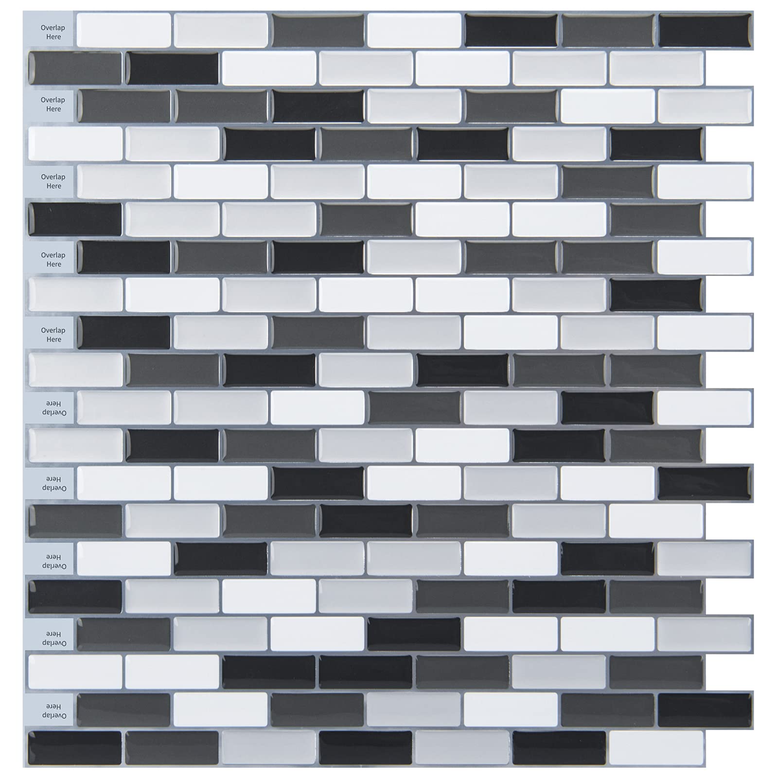 Art3d Peel and Stick Wall Tile for Kitchen/Bathroom Backsplash, 12"x12", Grey-White (6 Pack) — image 1