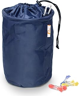 Amazy XXL Wäscheklammerbeutel – Extra-robuster Klammerbeutel mit Karabinerhaken zur Aufbewahrung von bis zu 200 Wäscheklammern für drinnen und draußen (Schwarz | 30 x 20 cm)