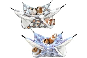AIMICOCA 2 Pieces Guinea Pig Rat Hammock, Bunkbed Guinea Pet Small Animal Hanging Hammock Hamster Ferret Cage Accessories Toys Bed for Small Animals Chinchilla Parrot Ferret Squirrel Sugar Glider Playing