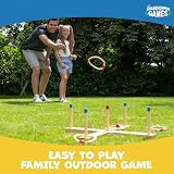 Grasshopper Games Ring Toss Game – Wooden Outdoor Indoor Set with Storage Bag view 5