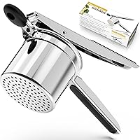 Large 15 oz Potato Ricer & Masher- Heavy Duty Stainless Steel Potato Press with Fixed Disc for Smooth,Fluffy Mashed Potatoes 