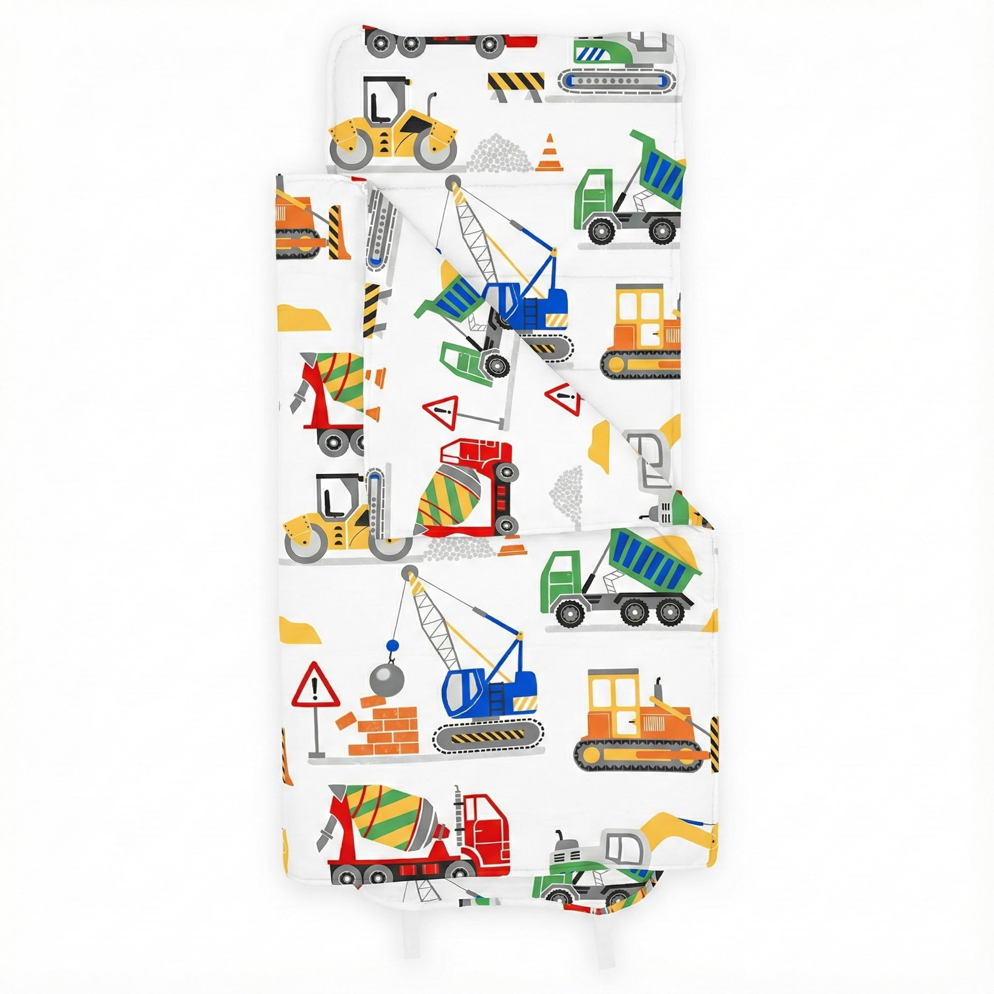 Bloomsbury Mill - Nap Mat for Toddlers and Kids - Pillow, Mat and Blanket - All-in-One Sleeping Bag for Nursery & Ready Bed for Nap Time and Sleepovers - Travel Essentials - Construction Diggers — image 1