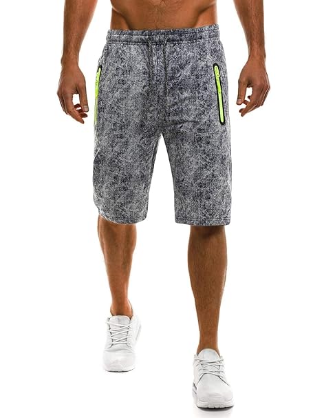 OZONEE Herren Jogg Freizeitshorts Sportshorts Knielang Kurze Hose Shorts Bermuda RED Fireball 1157S