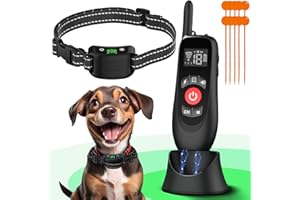 HOWFATEAM Wireless Dog Fence System, 2 in 1 Electric Fence for Dogs Smart Magnetic Charging Base, Outdoor Portable Dog Perimeter Collar Fence, Waterproof 100% Safe Suitable for Large Medium Small Dogs