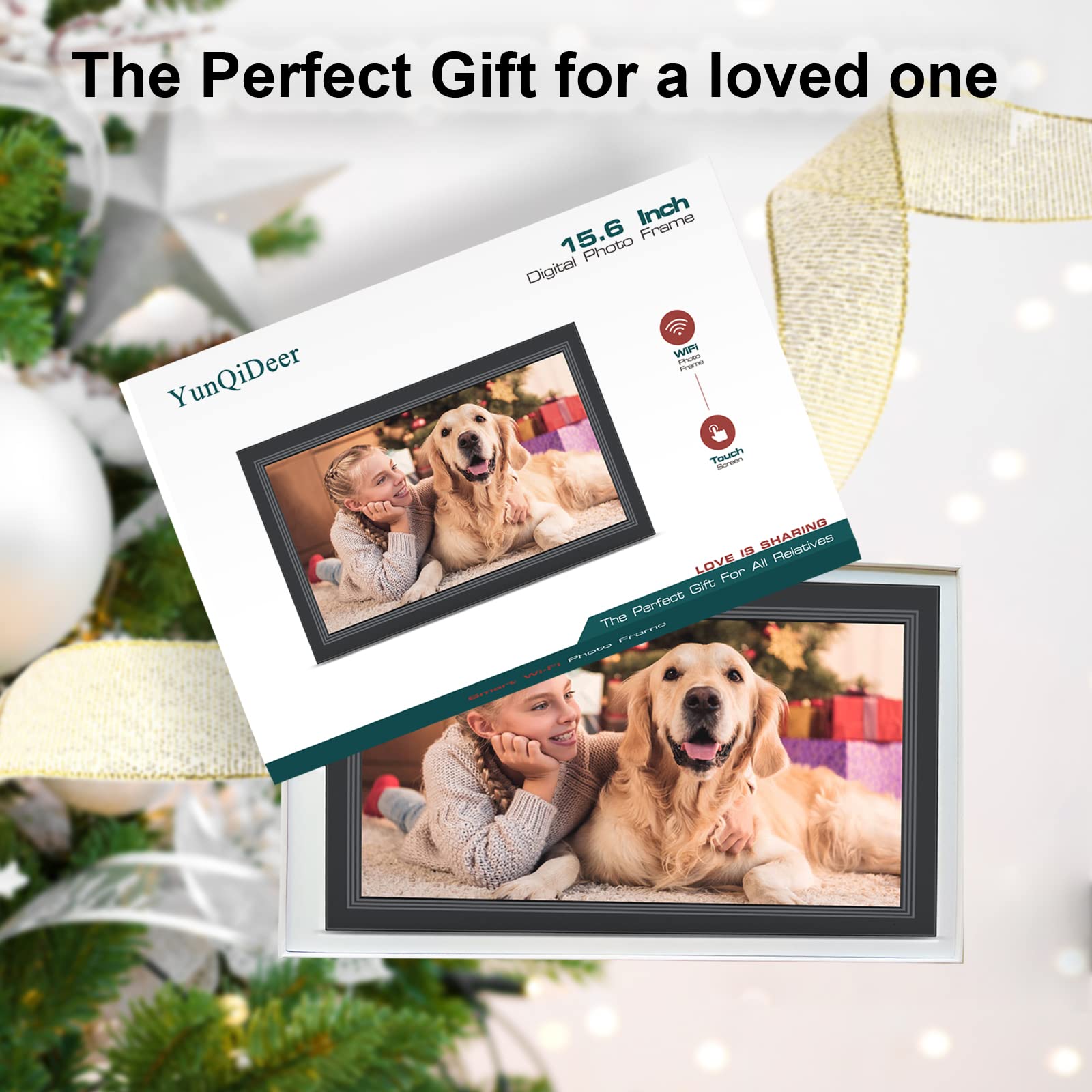 FRAMEO Digital Picture Frame- 15.6inch Digital Photo Frame with 1920 * 1080 IPS Touch Screen HD Disply,Built-in 32GB Storage,Wall-Mounted,Digital Frame Share Photos and Videos via Frameo App