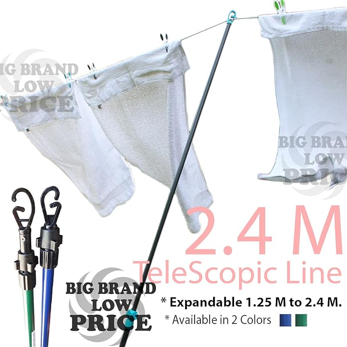 FB FunkyBuys® 3 x 2.4M Heavy Duty Telescopic Clothes Line Prop Washing