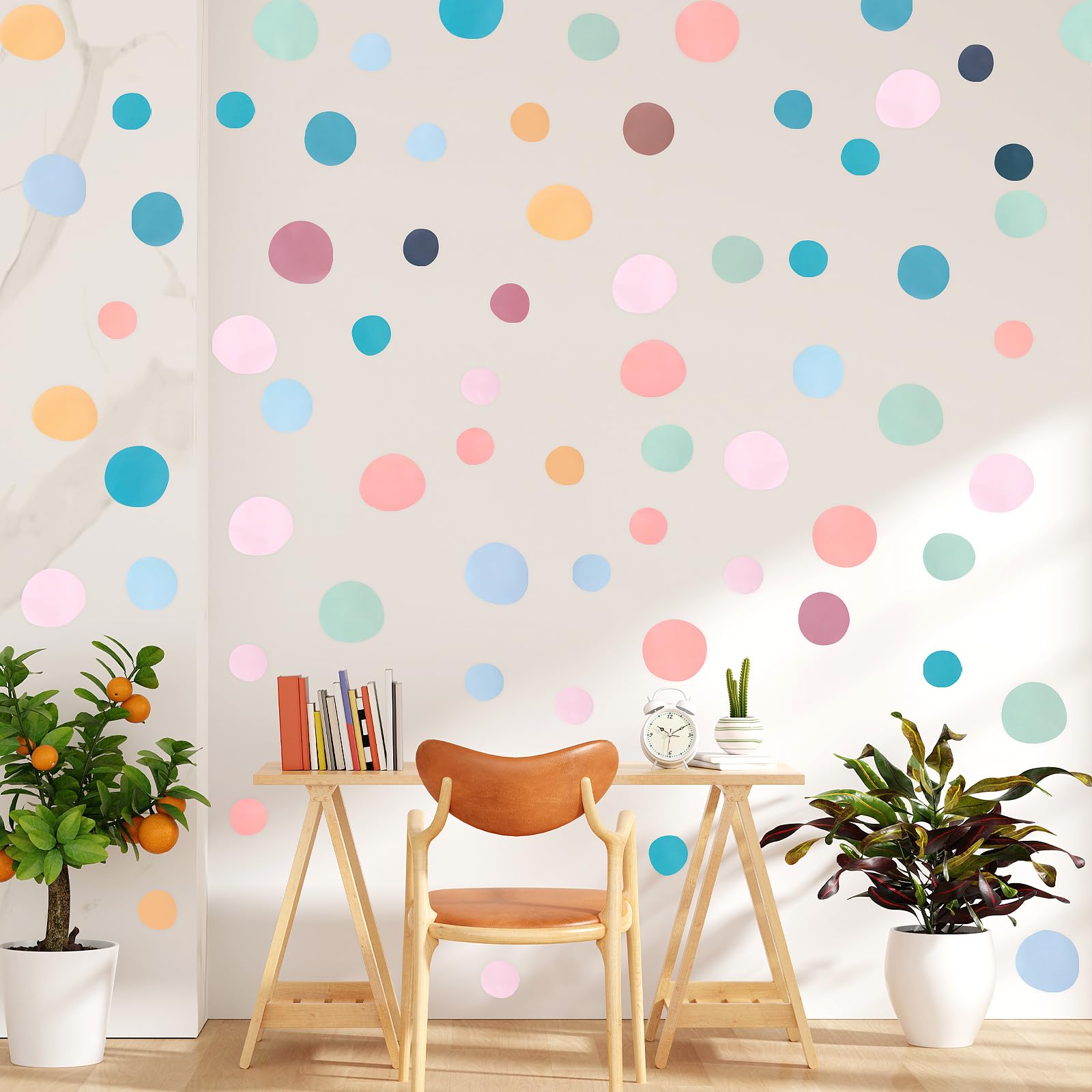300 PCS Playroom Wall Decals Vinyl Polka Dot Wallpaper Polka Dot Wall Decals Neutral Boho Rainbow Wallpaper for Boy Girls Bedroom, Bathroom, Playroom, Baby Nursery Toddler to Teen DIY Decoration