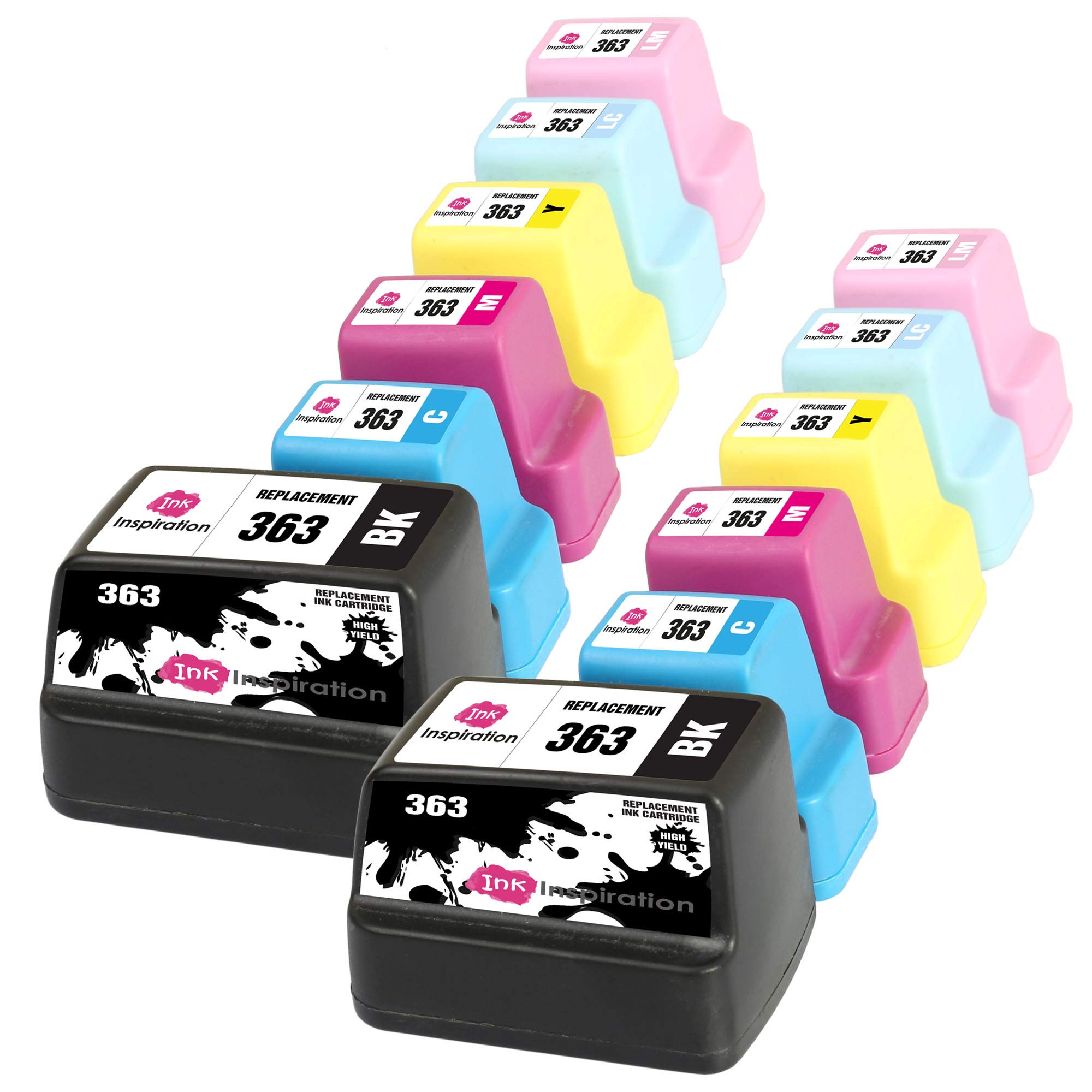 Ink Inspiration® Replacement for HP 363 Ink Cartridges 12-Pack, Use with HP Photosmart C7280 C8180 C5180 C6180 C6280 C7180 3310 3210 3110 8250 D6160 D7160 D7260 D7460