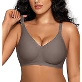 OEAK Women Comfortable Push Up Bras Wireless Seamless Full Coverage Bralette Buttery Soft Everyday Tshirt Bra Convertible Bra Grey,3XL