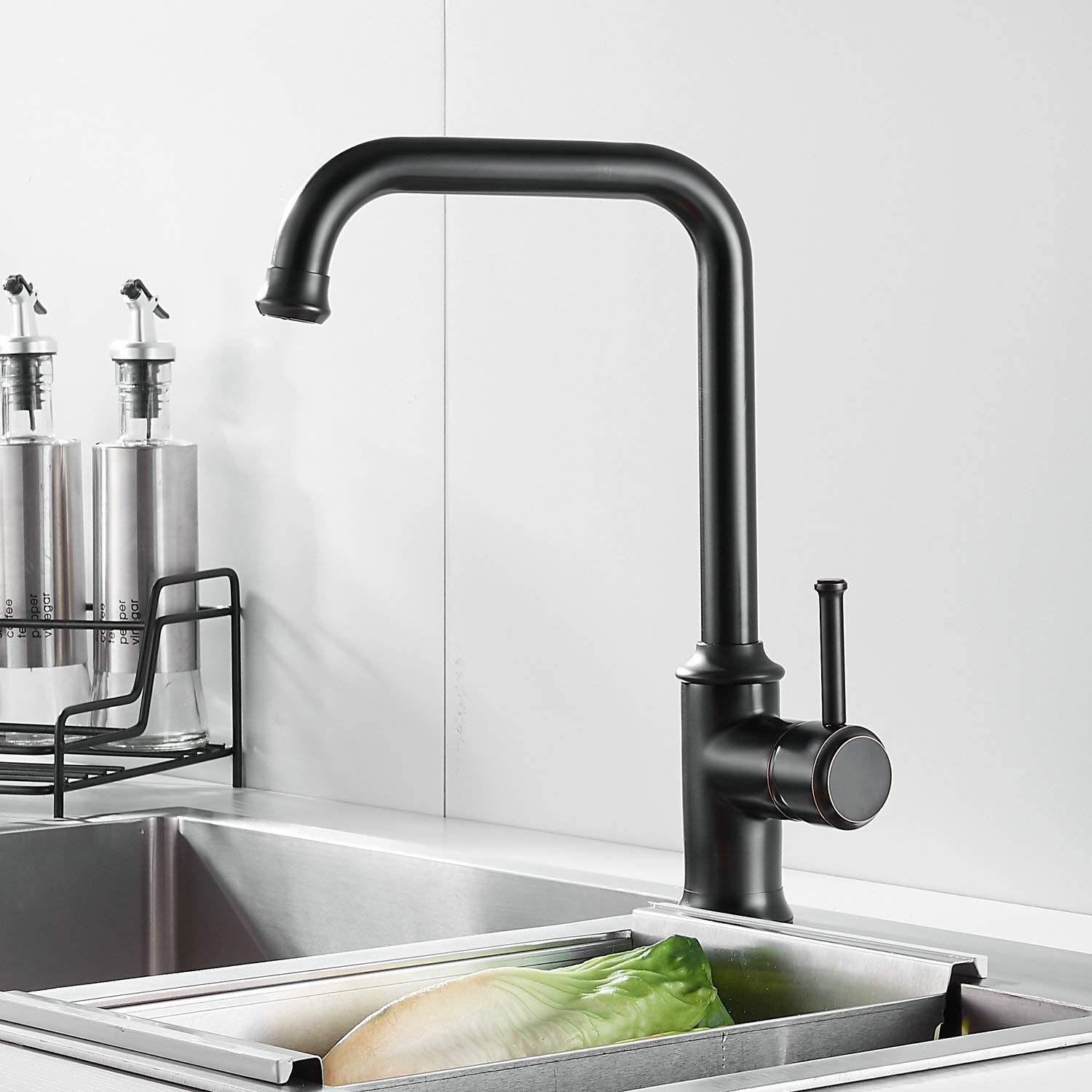 Kitchen Sink Mixer Tap Matte Black Monobloc Kitchen Tap with Swivel Spout