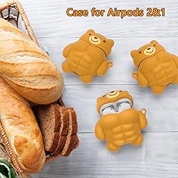 AirPods Case Cute Muscle Bear Design with Keychain