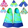 Fanwill Kids Swim Fins,Short Comfortable Flippers for Lap Swimming and Training for Child,Girls,Boys,Beginners