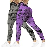 SENBAN Women Scrunch Workout Leggings: Butt Lifting High Waisted Yoga Pants - Tie Dye Seamless Booty Gym Leggings
