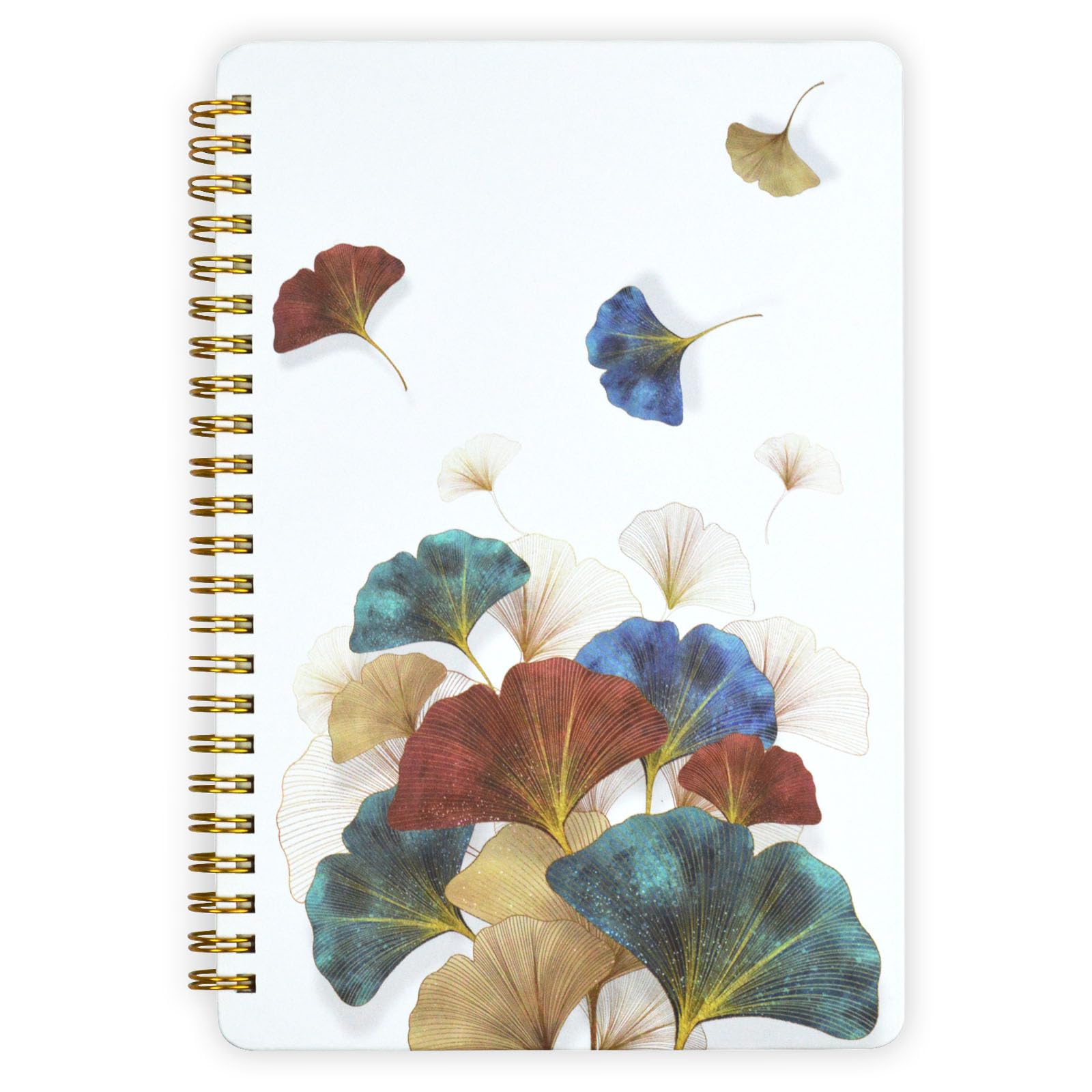Mlife Spiral Notebook A5 lined,Notebooks Spiral Bound 160Pages,100g/m²note pad,8.5 "X 6" Travelers Notebook,Notebooks with Pockets,Elastic for Adult Diary&Journal Notebook-Ginkgo