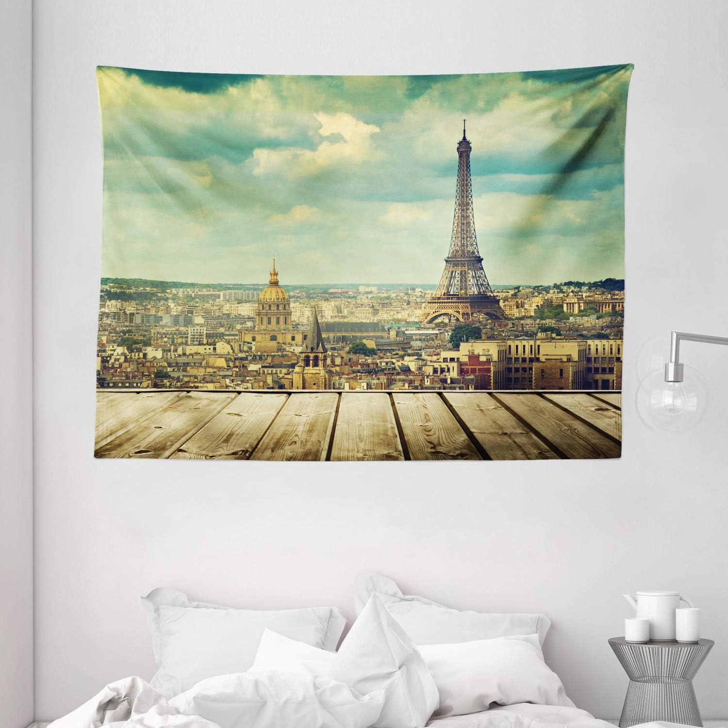 Tapiz de decoración de la Torre Eiffel, paisaje urbano de París con
